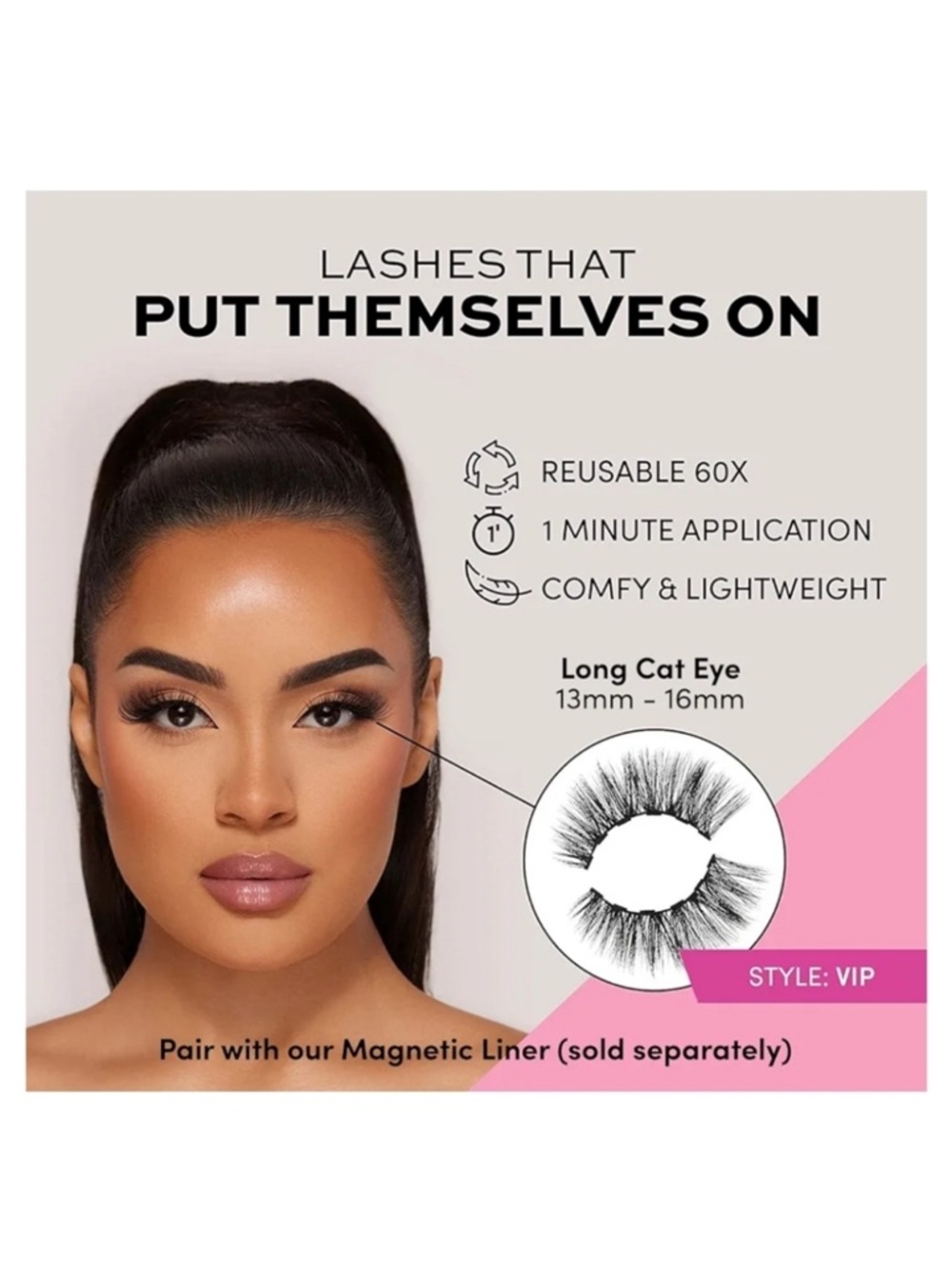 GLAMNETIC VIP Long Cat Eye (13mm-16mm) Magnetic Lashes - One Set - Picture 9 of 14